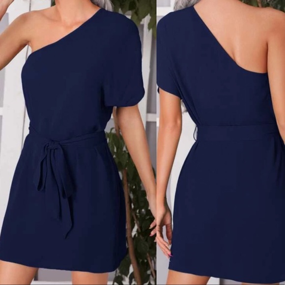 Boho one shoulder belted dress - Picture 14 of 15